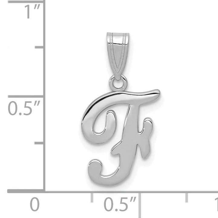 Lovely Rita's Pendants & Charms 14K White Gold Medium Size Script Design Letter F Initial Charm Pendant