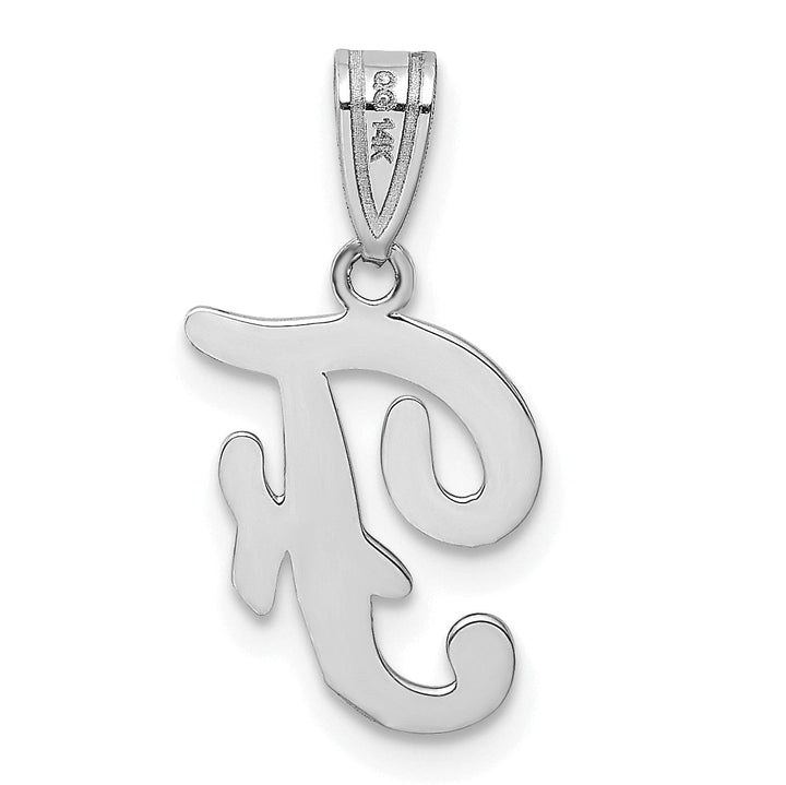 Lovely Rita's Pendants & Charms 14K White Gold Medium Size Script Design Letter F Initial Charm Pendant