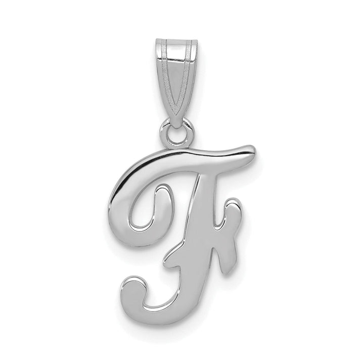 Lovely Rita's Pendants & Charms 14K White Gold Medium Size Script Design Letter F Initial Charm Pendant