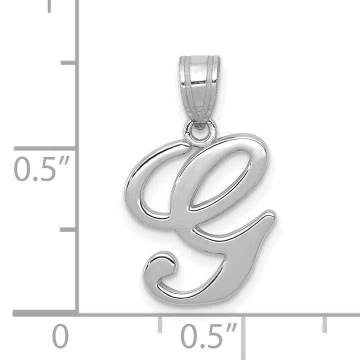 Lovely Rita's Pendants & Charms 14K White Gold Medium Size Script Design Letter G Initial Charm Pendant