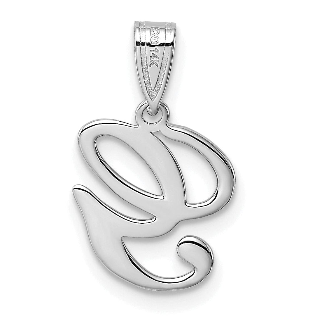 Lovely Rita's Pendants & Charms 14K White Gold Medium Size Script Design Letter G Initial Charm Pendant