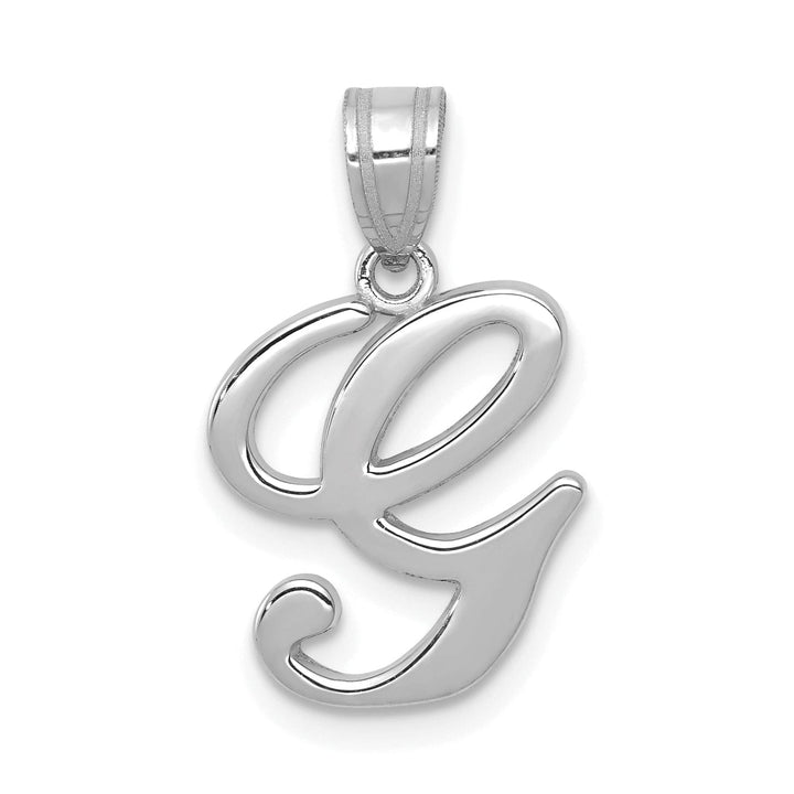 Lovely Rita's Pendants & Charms 14K White Gold Medium Size Script Design Letter G Initial Charm Pendant