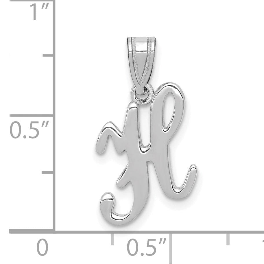 Lovely Rita's Pendants & Charms 14K White Gold Medium Size Script Design Letter H Initial Charm Pendant
