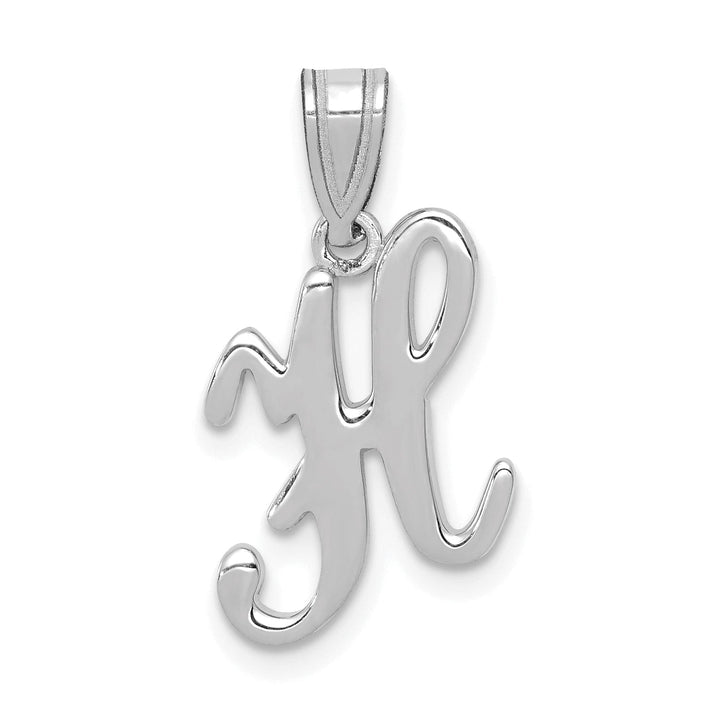 Lovely Rita's Pendants & Charms 14K White Gold Medium Size Script Design Letter H Initial Charm Pendant