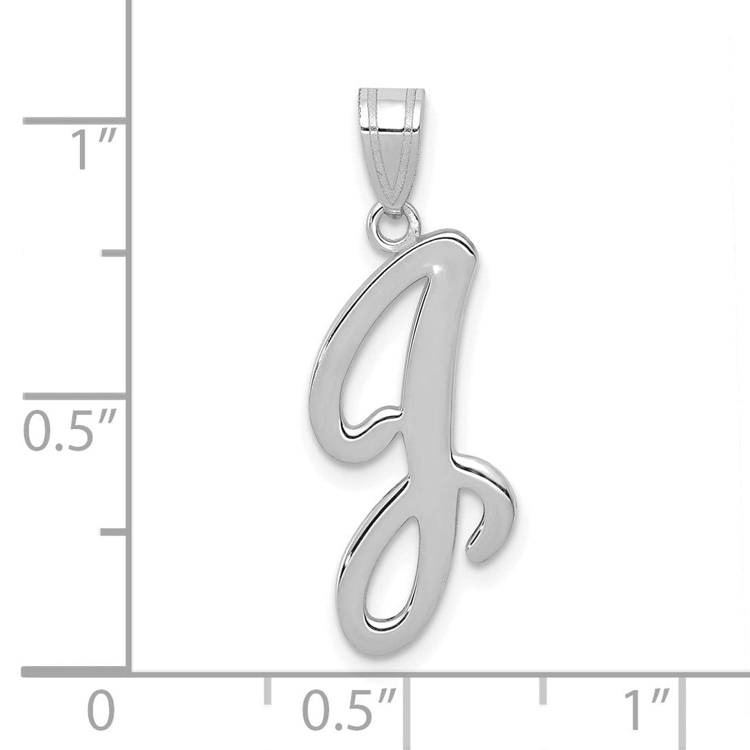 Lovely Rita's Pendants & Charms 14K White Gold Medium Size Script Design Letter J Initial Charm Pendant