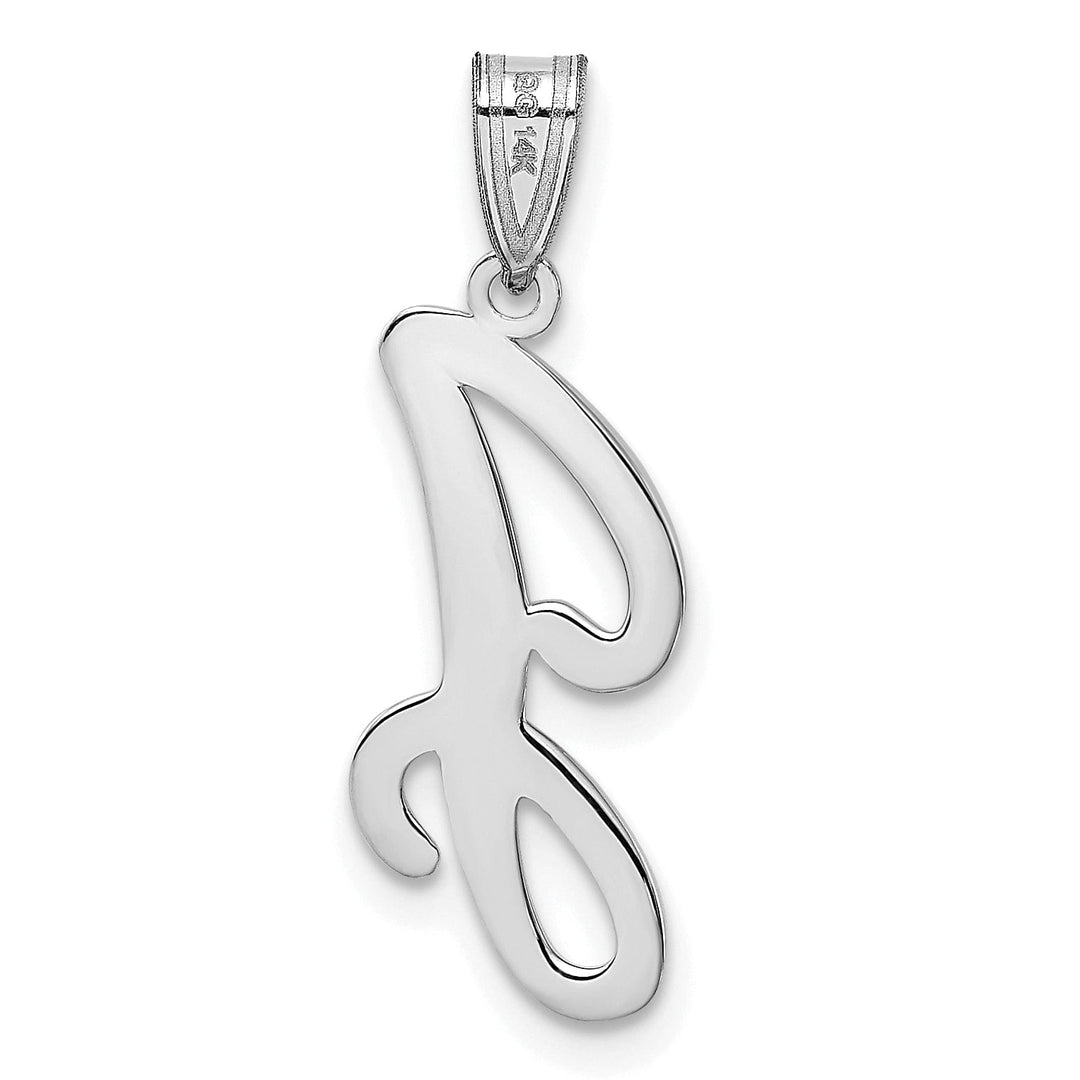 Lovely Rita's Pendants & Charms 14K White Gold Medium Size Script Design Letter J Initial Charm Pendant