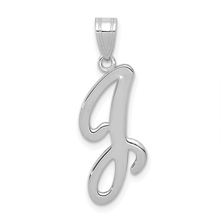 Lovely Rita's Pendants & Charms 14K White Gold Medium Size Script Design Letter J Initial Charm Pendant