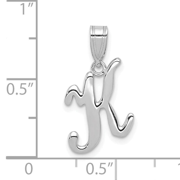 Lovely Rita's Pendants & Charms 14K White Gold Medium Size Script Design Letter K Initial Charm Pendant