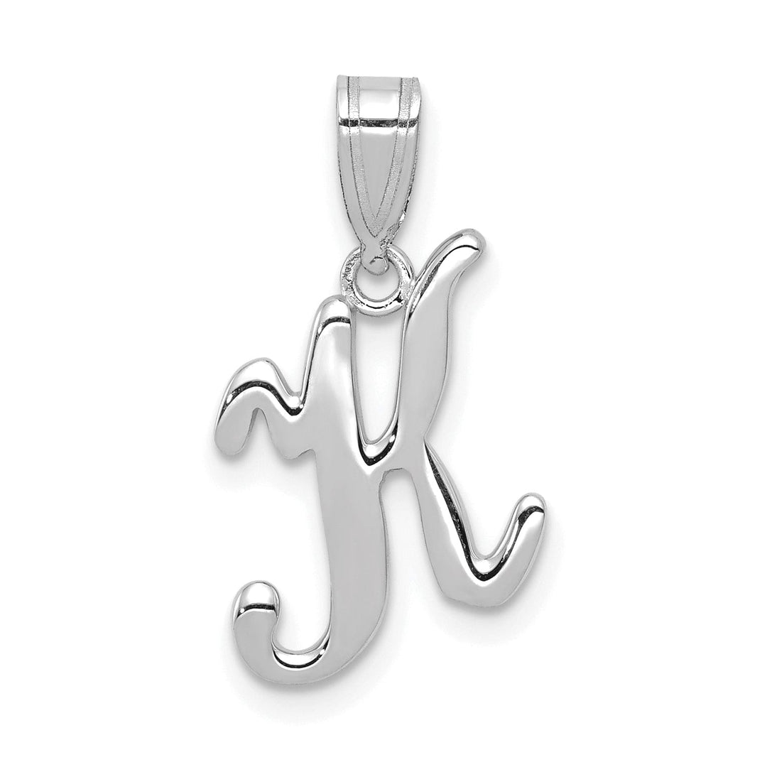 Lovely Rita's Pendants & Charms 14K White Gold Medium Size Script Design Letter K Initial Charm Pendant