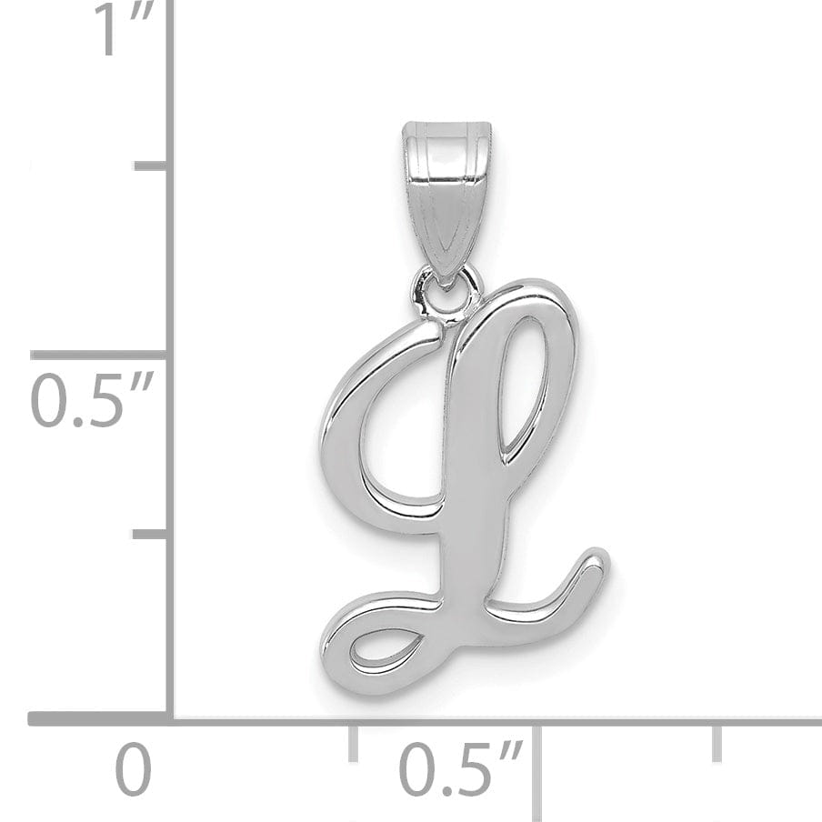 Lovely Rita's Pendants & Charms 14K White Gold Medium Size Script Design Letter L Initial Charm Pendant
