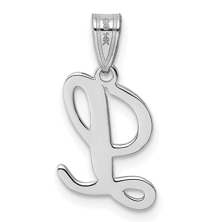 Lovely Rita's Pendants & Charms 14K White Gold Medium Size Script Design Letter L Initial Charm Pendant