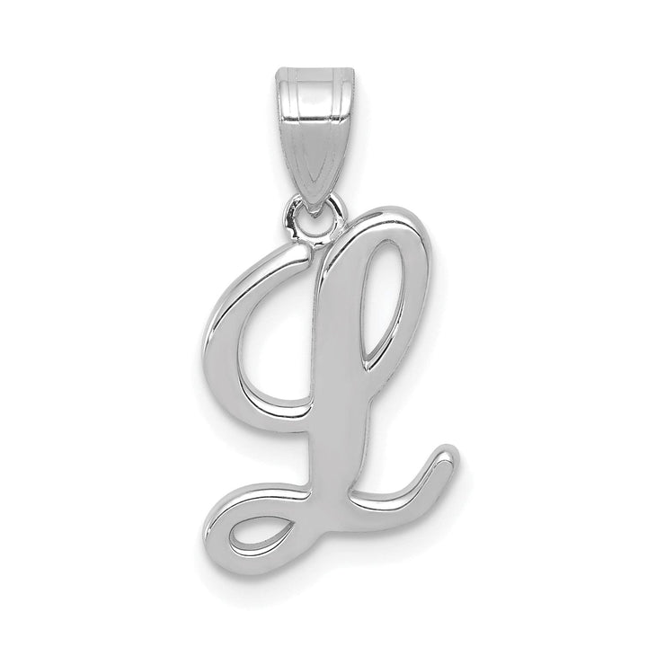 Lovely Rita's Pendants & Charms 14K White Gold Medium Size Script Design Letter L Initial Charm Pendant