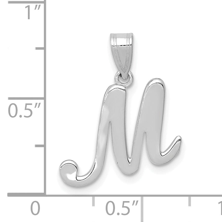 Lovely Rita's Pendants & Charms 14K White Gold Medium Size Script Design Letter M Initial Charm Pendant