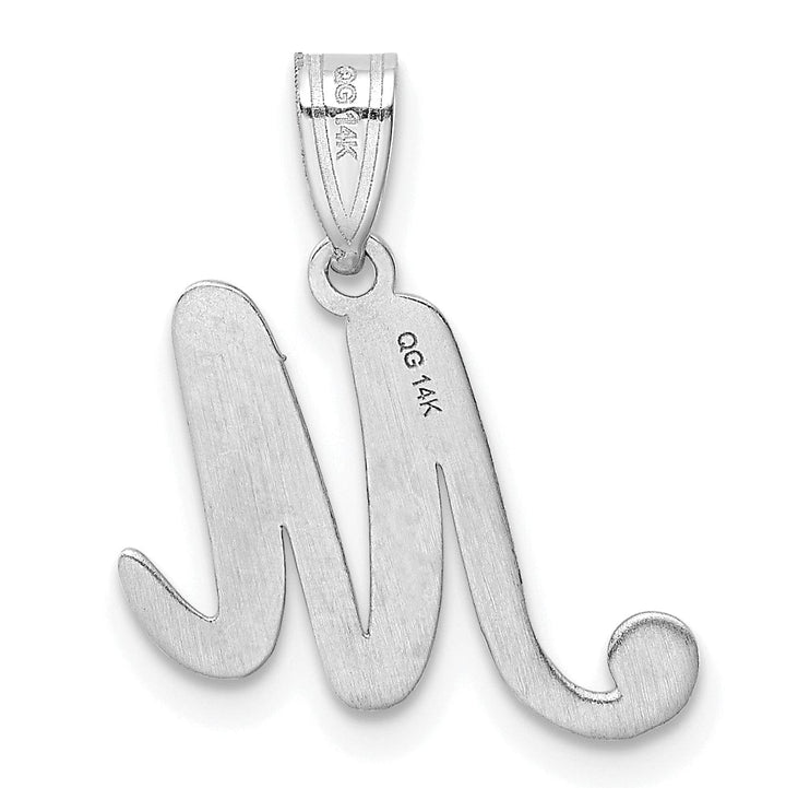 Lovely Rita's Pendants & Charms 14K White Gold Medium Size Script Design Letter M Initial Charm Pendant