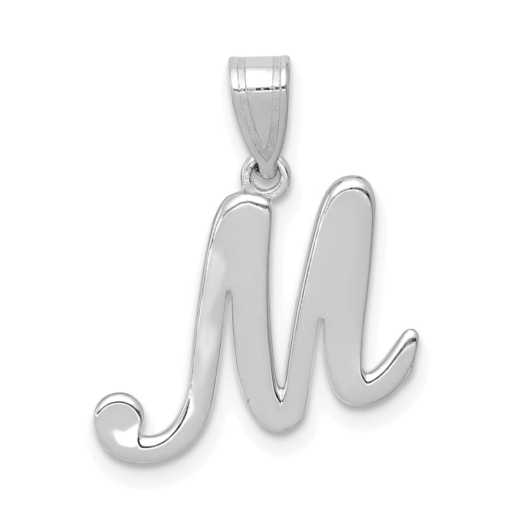 Lovely Rita's Pendants & Charms 14K White Gold Medium Size Script Design Letter M Initial Charm Pendant