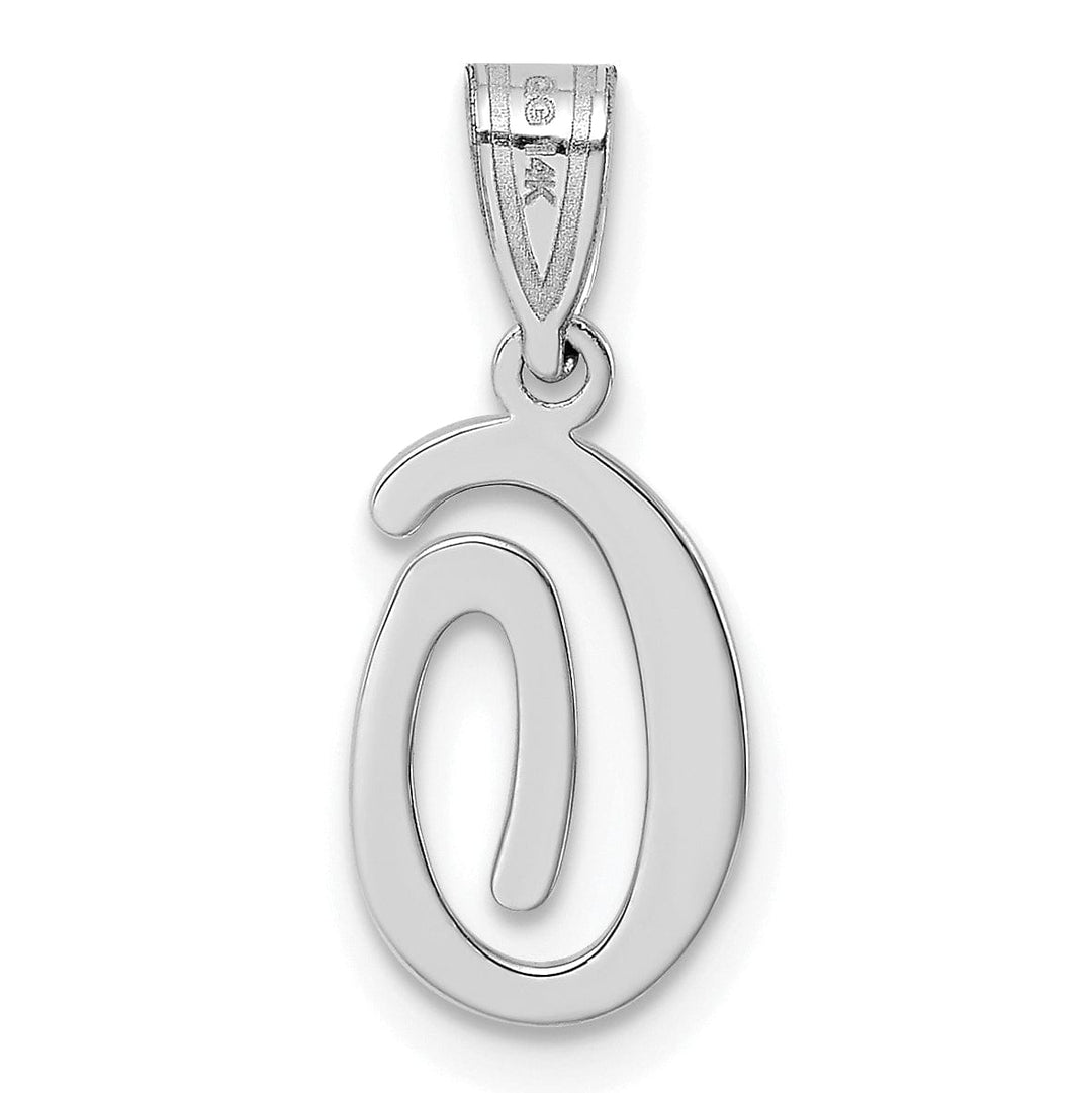 Lovely Rita's Pendants & Charms 14K White Gold Medium Size Script Design Letter O Initial Charm Pendant