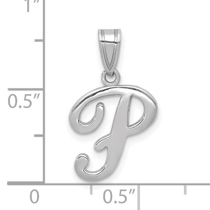 Lovely Rita's Pendants & Charms 14K White Gold Medium Size Script Design Letter P Initial Charm Pendant