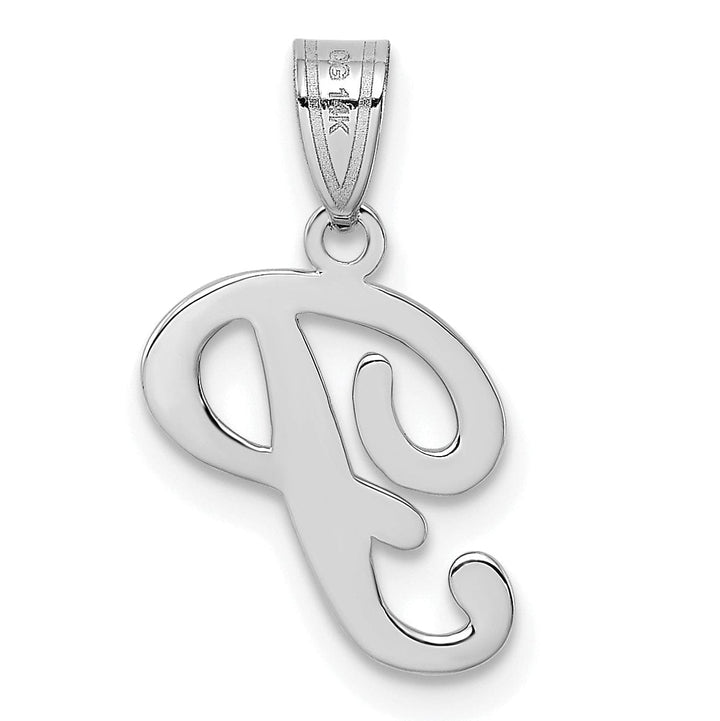 Lovely Rita's Pendants & Charms 14K White Gold Medium Size Script Design Letter P Initial Charm Pendant