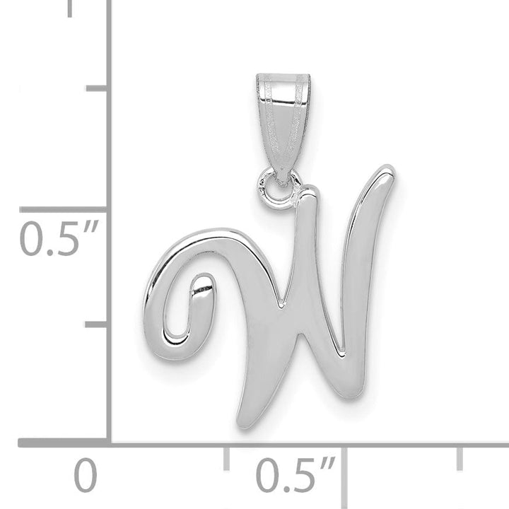 Lovely Rita's Pendants & Charms 14K White Gold Medium Size Script Design Letter W Initial Charm Pendant