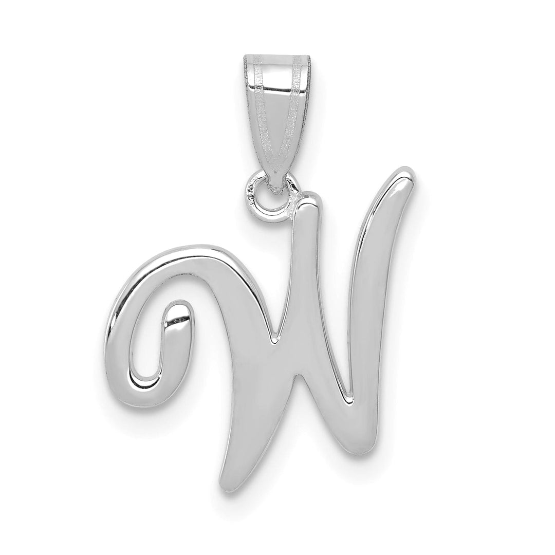 Lovely Rita's Pendants & Charms 14K White Gold Medium Size Script Design Letter W Initial Charm Pendant