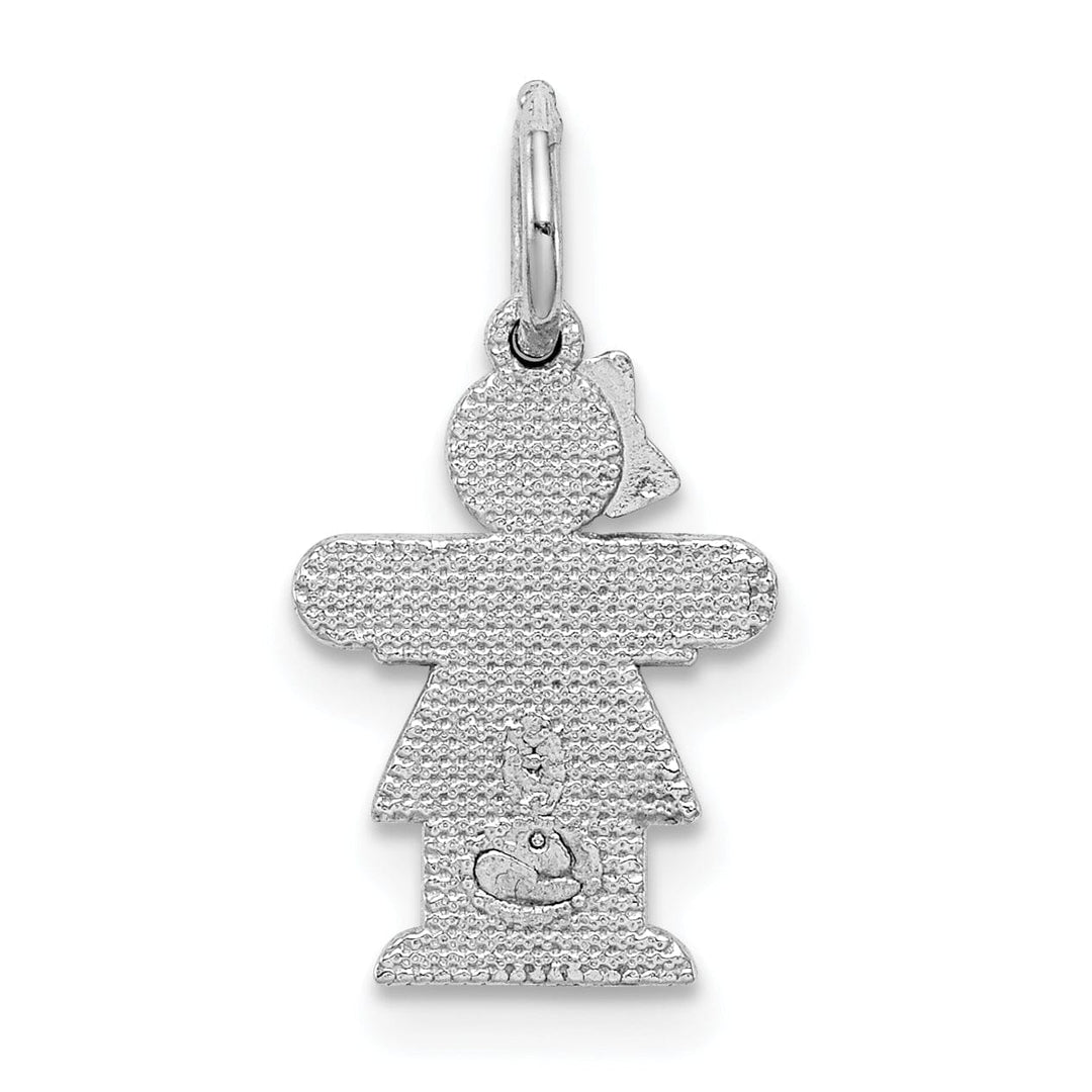 Lovely Rita's Pendants & Charms 14k White Gold Mini Girl With Bow Hugs Charm