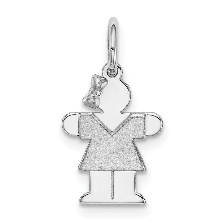 Lovely Rita's Pendants & Charms 14k White Gold Mini Girl With Bow Hugs Charm