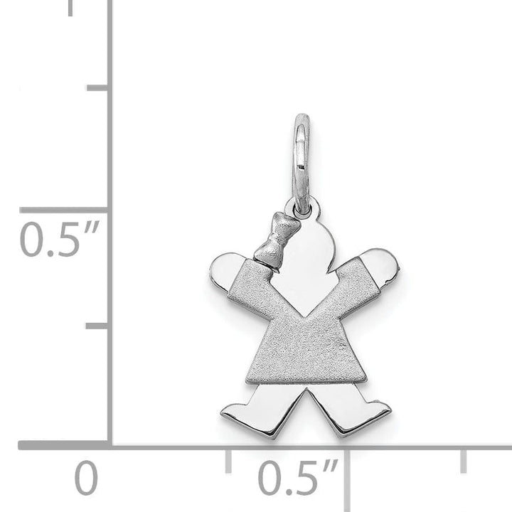 Lovely Rita's Pendants & Charms 14k White Gold Mini Girl With Bow Joy Charm