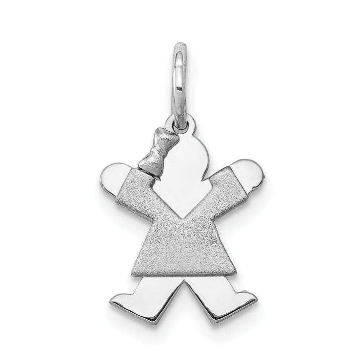 Lovely Rita's Pendants & Charms 14k White Gold Mini Girl With Bow Joy Charm