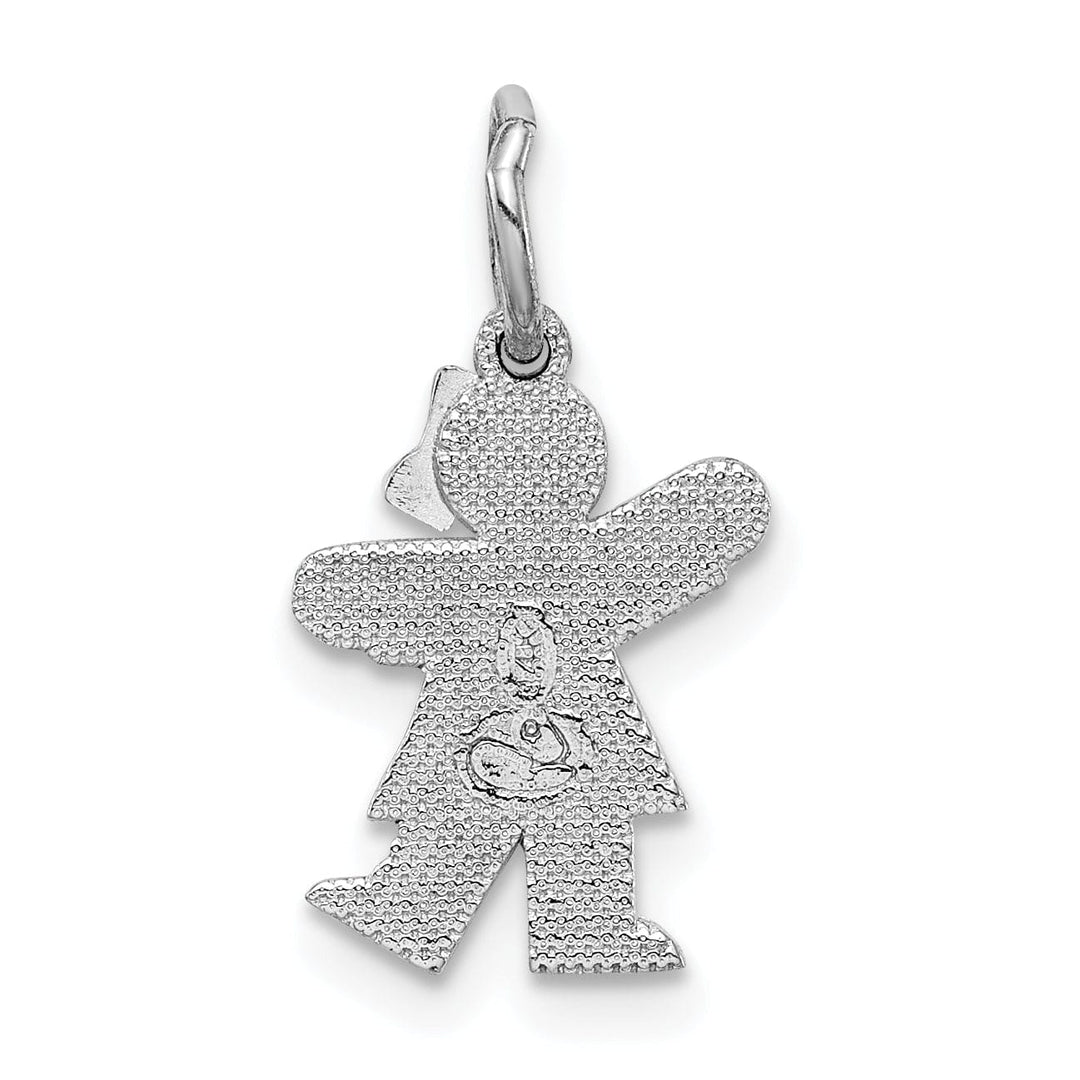 Lovely Rita's Pendants & Charms 14k White Gold Mini Girl With Bow Kiss Charm