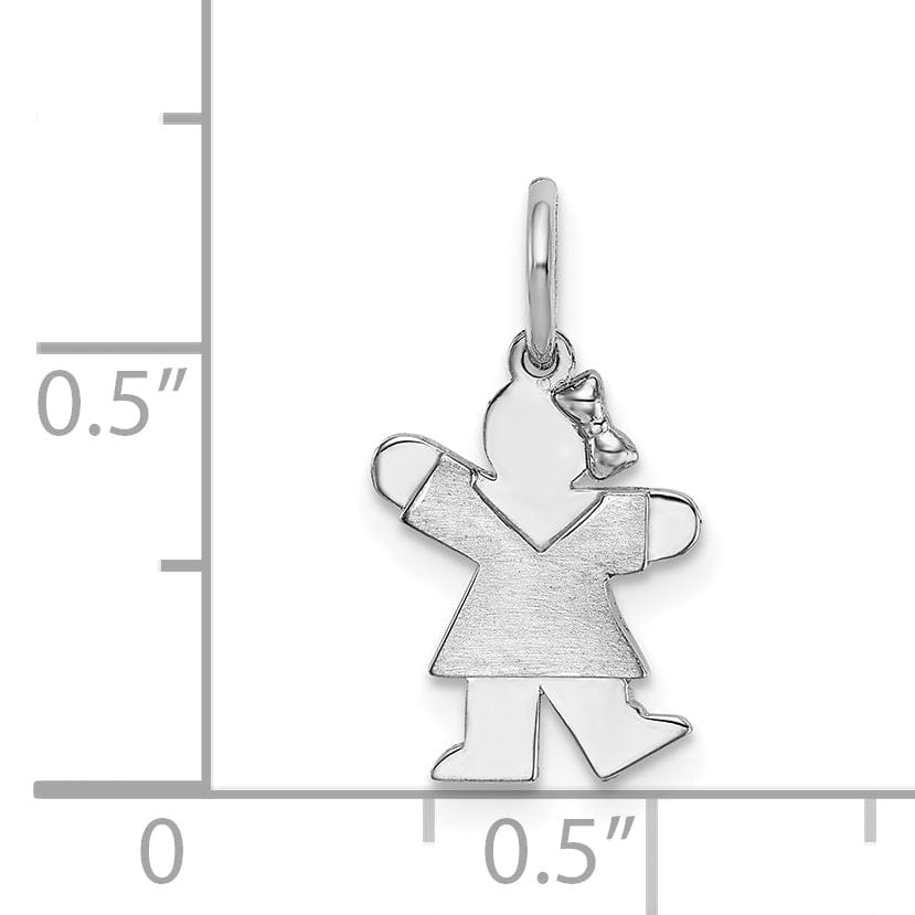 Lovely Rita's Pendants & Charms 14k White Gold Mini Girl With Bow Kiss Charm