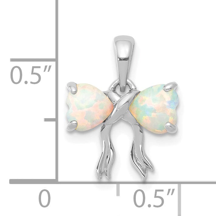 Lovely Rita's Pendants & Charms 14k White Gold Opal Birthstone Bow Pendant