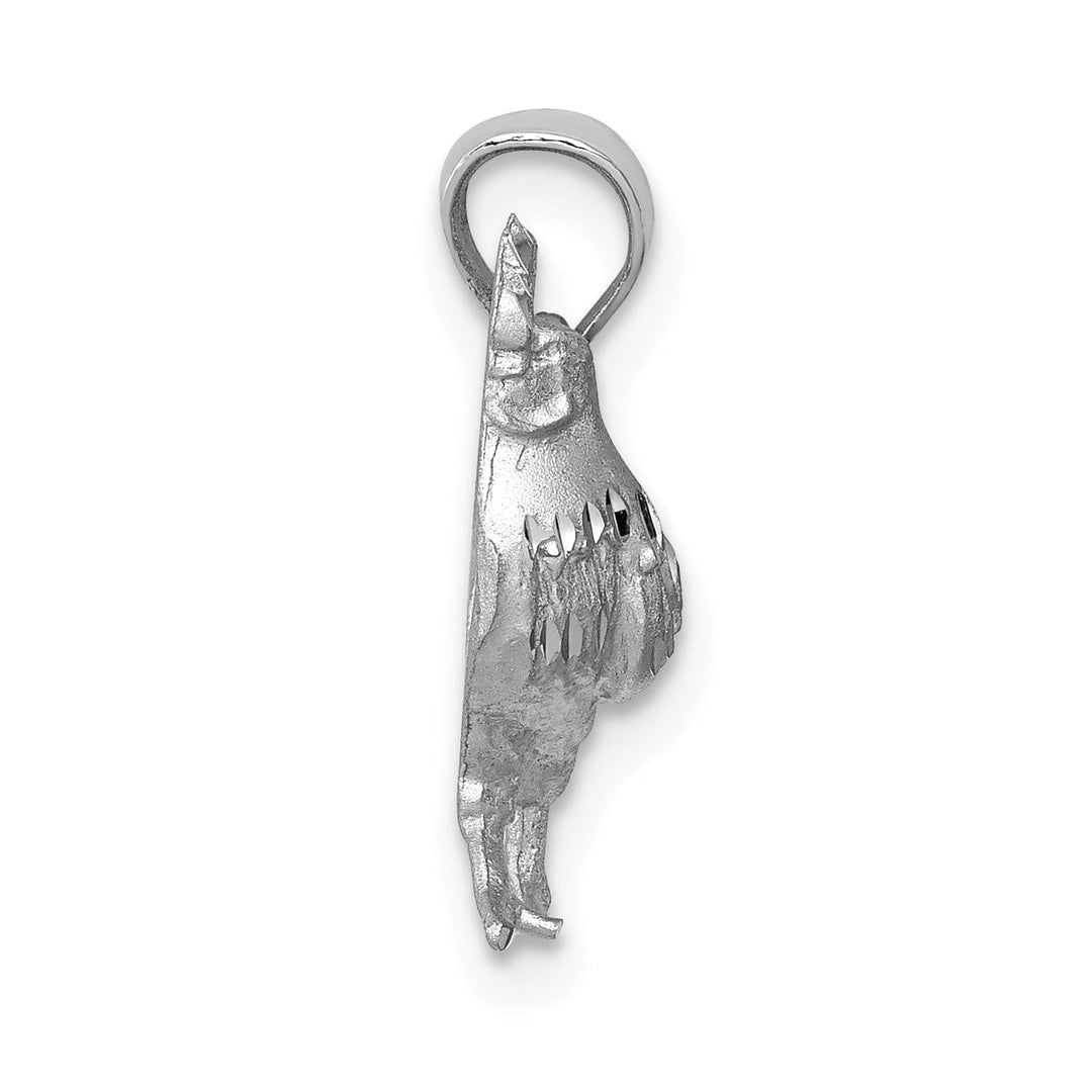 Lovely Rita's Pendants & Charms 14K White Gold Open Back Brushed Diamond Cut Finish Solid Rooster Charm Pendant