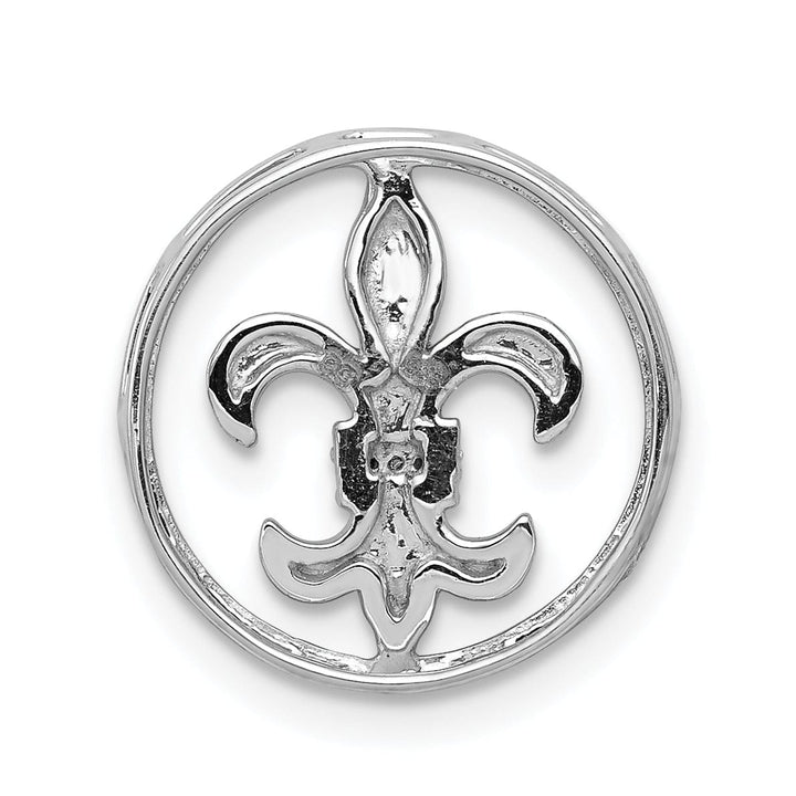 Lovely Rita's Pendants & Charms 14k White Gold Open Back Polished Finish 0.012CT. Diamond Fleur De Lis Round Shape Design Chain Slide will not fit Omega Chain