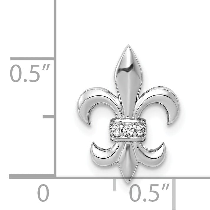 Lovely Rita's Pendants & Charms 14k White Gold Open Back Polished Finish 0.02CT. Diamond Fleur De Lis Design Chain Slide will not fit Omega Chain