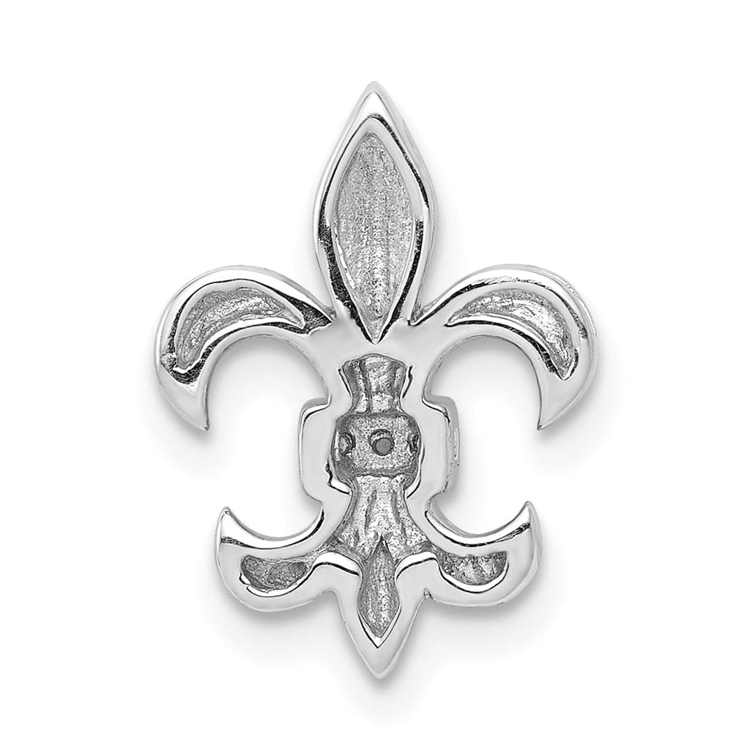 Lovely Rita's Pendants & Charms 14k White Gold Open Back Polished Finish 0.02CT. Diamond Fleur De Lis Design Chain Slide will not fit Omega Chain