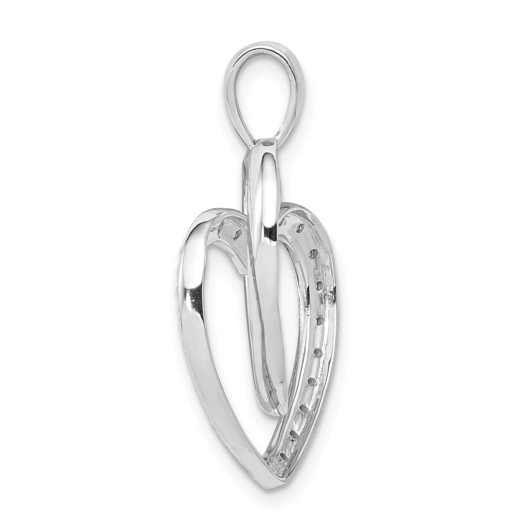 Lovely Rita's Pendants & Charms 14k White Gold Open Back Polished Finish 0.101-CT Diamond Double Entwind Style Heart Design Charm Pendant