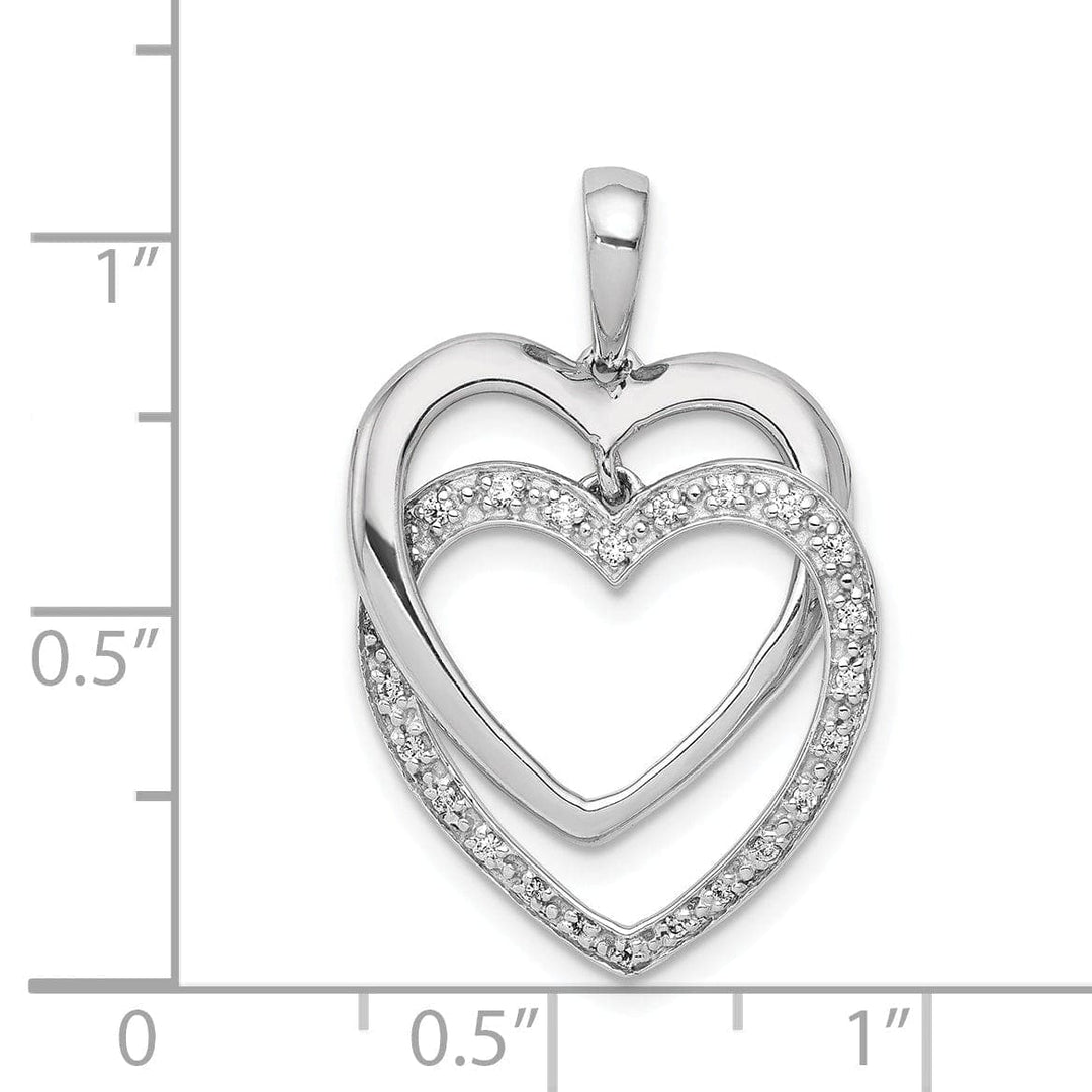 Lovely Rita's Pendants & Charms 14k White Gold Open Back Polished Finish 0.101-CT Diamond Double Entwind Style Heart Design Charm Pendant