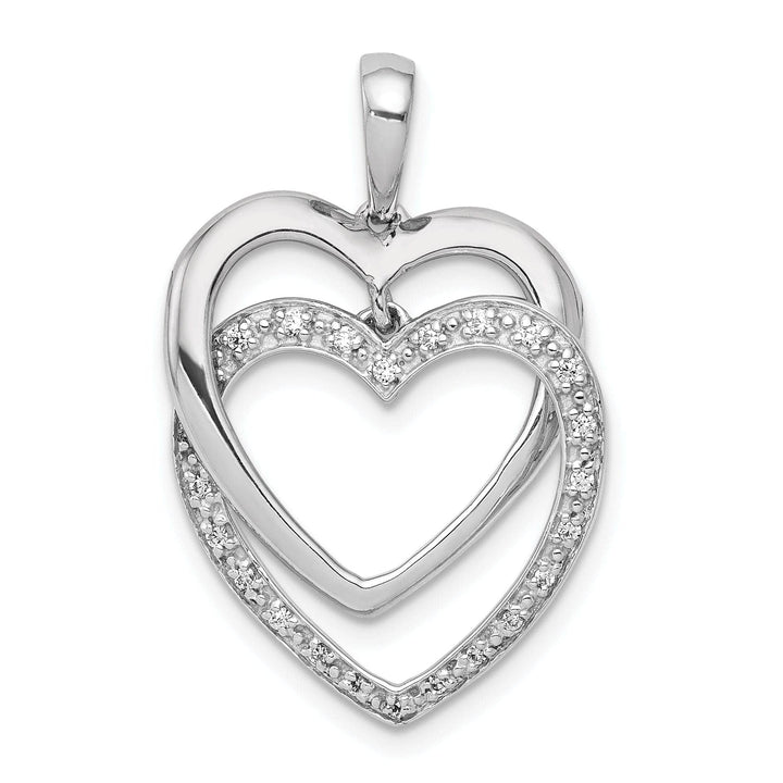 Lovely Rita's Pendants & Charms 14k White Gold Open Back Polished Finish 0.101-CT Diamond Double Entwind Style Heart Design Charm Pendant