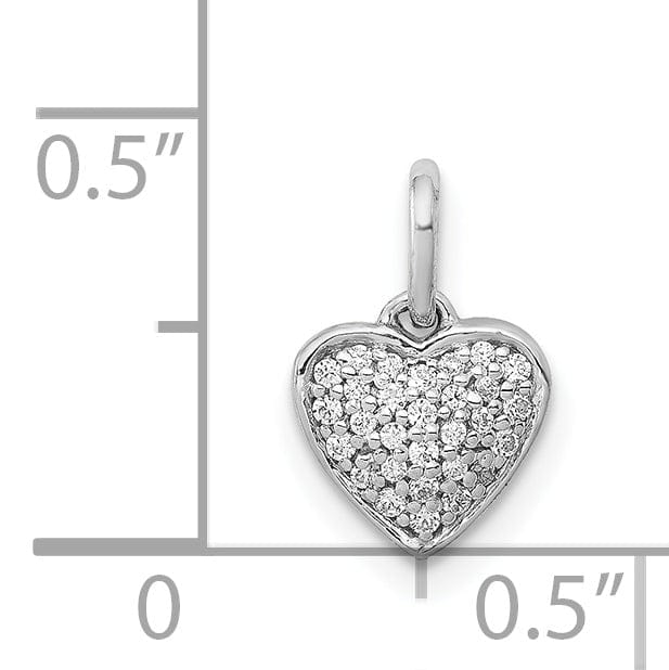 Lovely Rita's Pendants & Charms 14k White Gold Open Back Polished Finish 0.101-CT Diamond Heart Shape Design Charm Pendant