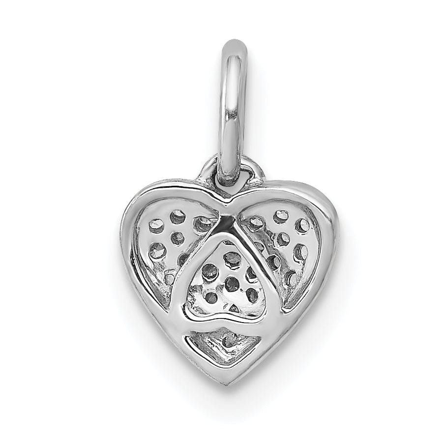Lovely Rita's Pendants & Charms 14k White Gold Open Back Polished Finish 0.101-CT Diamond Heart Shape Design Charm Pendant