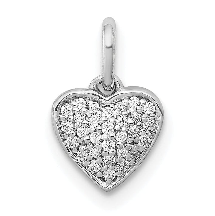 Lovely Rita's Pendants & Charms 14k White Gold Open Back Polished Finish 0.101-CT Diamond Heart Shape Design Charm Pendant