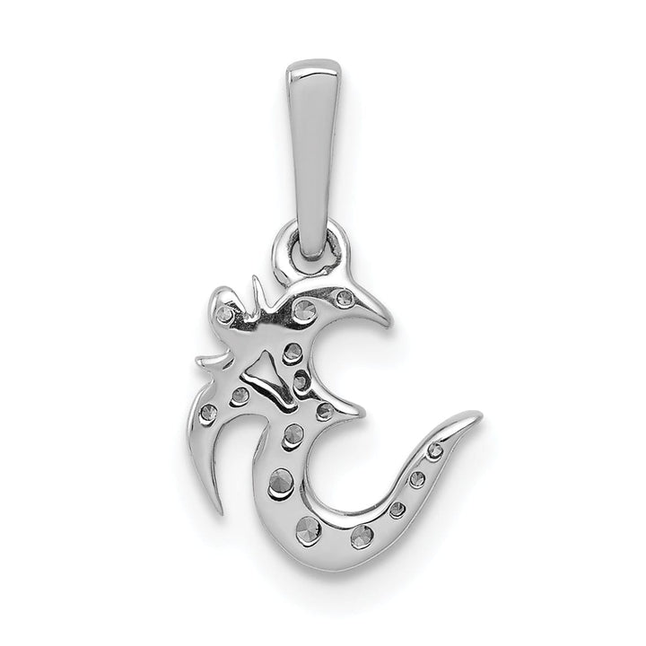 Lovely Rita's Pendants & Charms 14k White Gold Open Back Polished Finish 0.106-CT Diamond Om Symbol Design Chain Slide Pendant