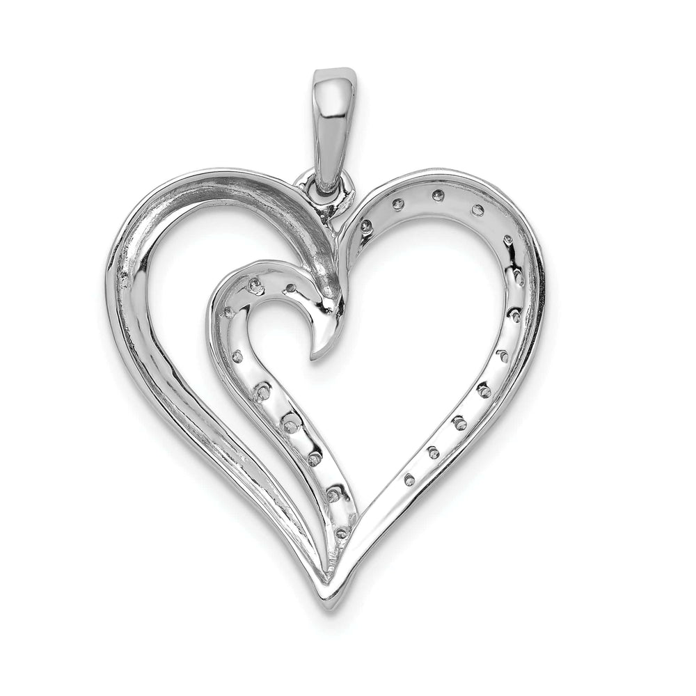 Lovely Rita's Pendants & Charms 14k White Gold Open Back Polished Finish 0.11-Ct Diamond with Fancy Swirl Design Heart Charm Pendant