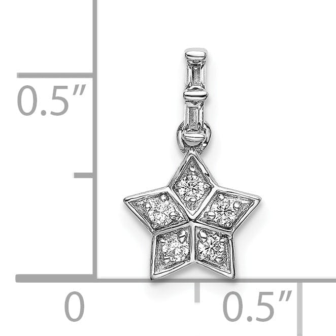 Lovely Rita's Pendants & Charms 14k White Gold Open Back Polished Finish 0.124CT Diamond Star Design Charm Pendant