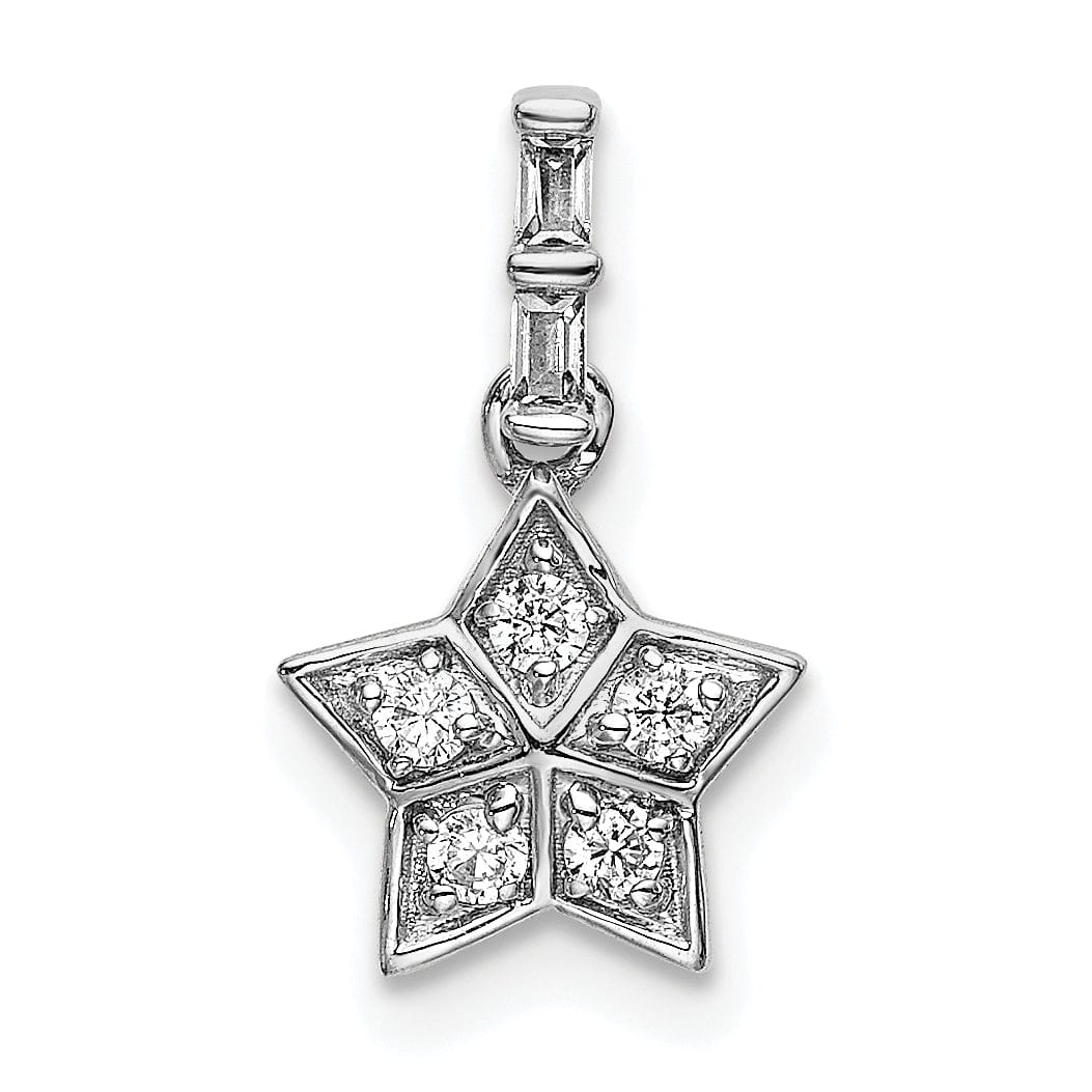 Lovely Rita's Pendants & Charms 14k White Gold Open Back Polished Finish 0.124CT Diamond Star Design Charm Pendant
