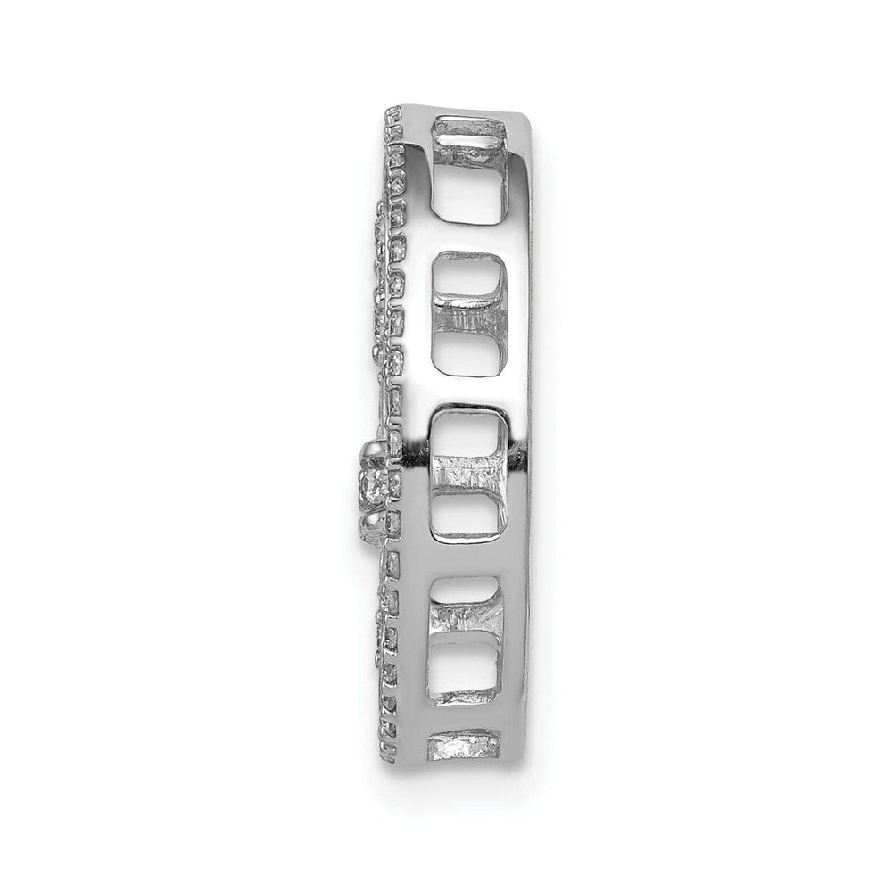 Lovely Rita's Pendants & Charms 14k White Gold Open Back Polished Finish 0.196CT. Diamond Fleur De Lis Oval Shape Design Chain Slide will not fit Omega Chain