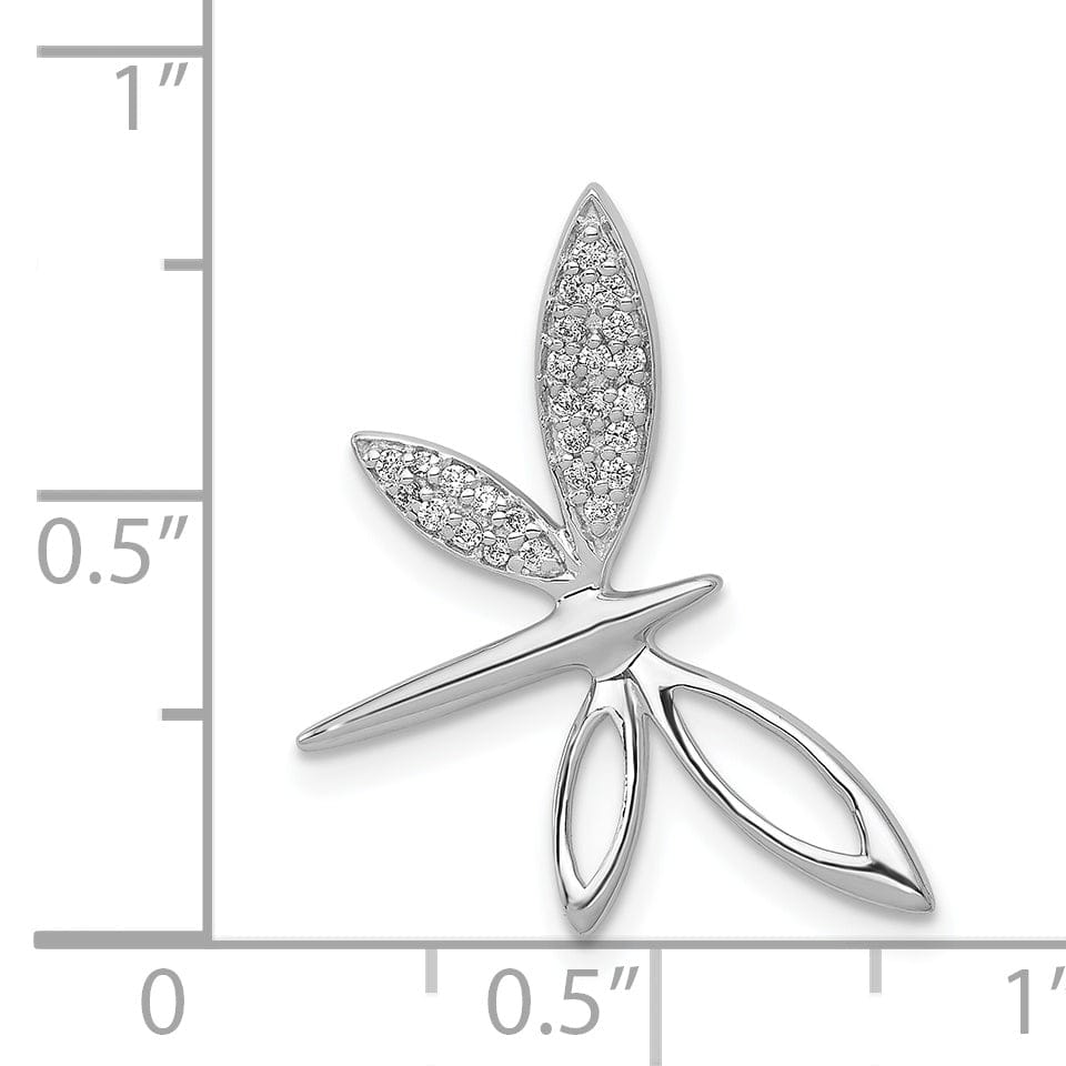 Lovely Rita's Pendants & Charms 14k White Gold Open Back Polished Finish 0.1CT Diamond Dragonfly Design Chain Slide Pendant will not fit Omega Chain