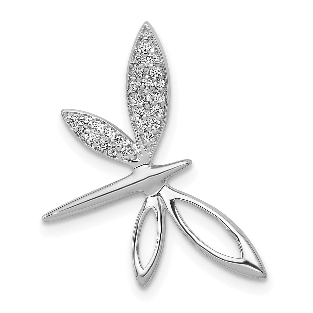 Lovely Rita's Pendants & Charms 14k White Gold Open Back Polished Finish 0.1CT Diamond Dragonfly Design Chain Slide Pendant will not fit Omega Chain