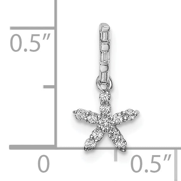 Lovely Rita's Pendants & Charms 14k White Gold Open Back Polished Finish 0.1CT Diamond Star Design Charm Pendant