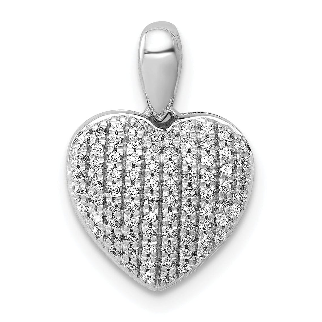Lovely Rita's Pendants & Charms 14k White Gold Open Back Polished Finish 0.246-CT Diamond Heart Mesh Design Charm Pendant